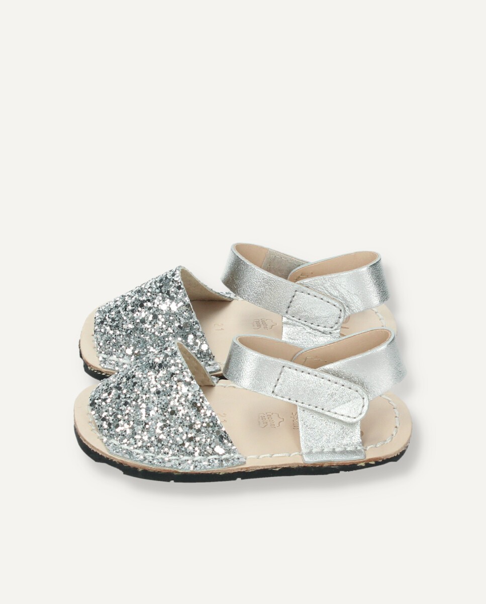 Menorquina niña Respetuosa Glitter Plata