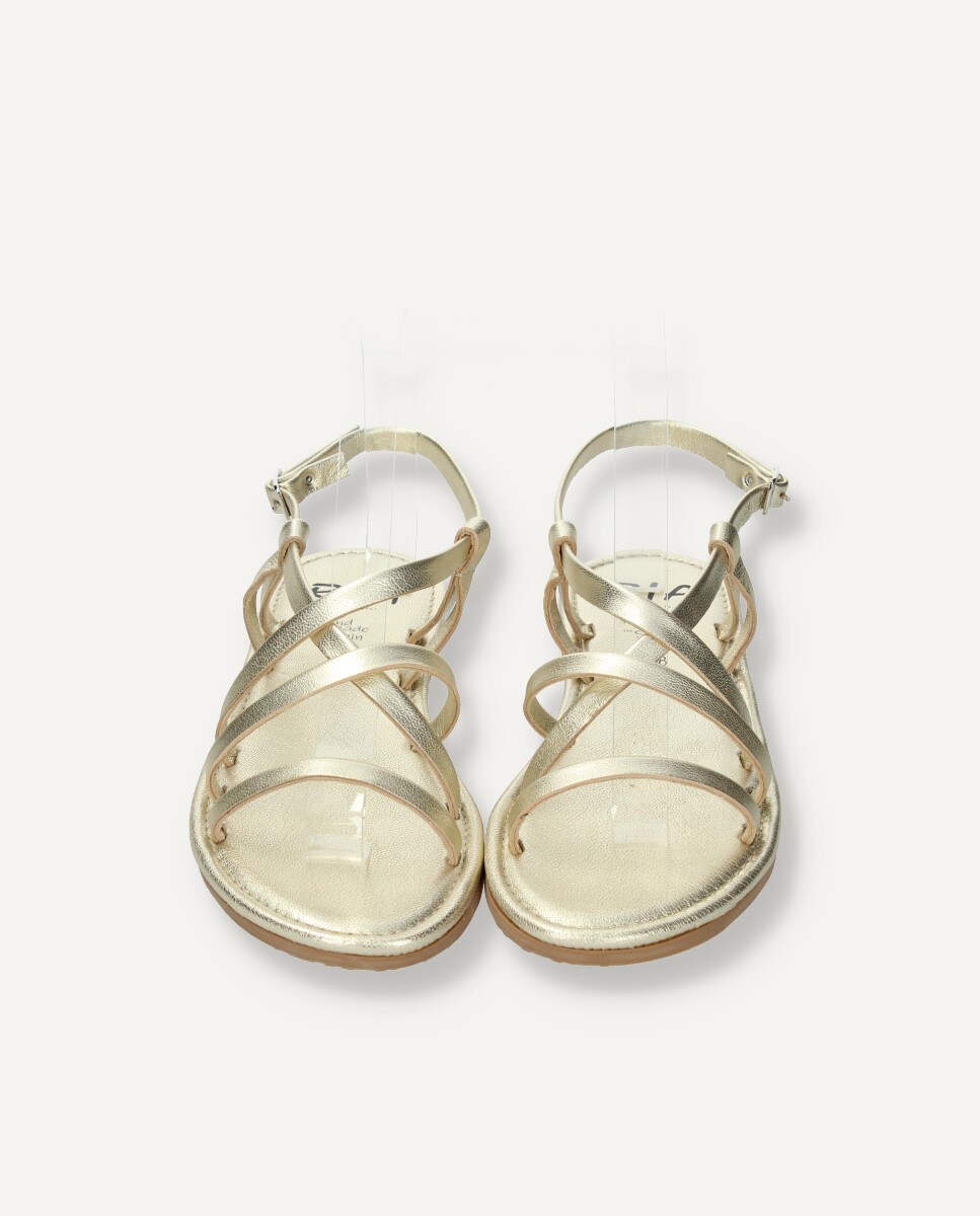 Melluso Sandali Chic Donna con Morsetto Oro Tomaia pelle Beige