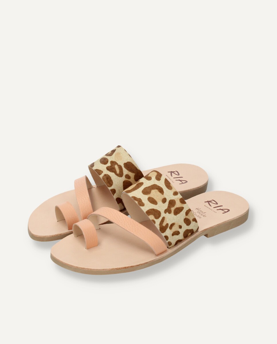 Khiria Sandali Donna In Pelle – Cinghia Imbottita Con Cuciture – Suola Piatta – Infilata Rapida