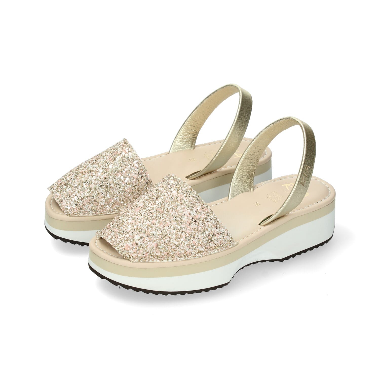 Menorquina plataforma Munich Glitter Platino
